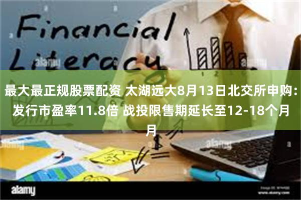 最大最正规股票配资 太湖远大8月13日北交所申购：发行市盈率11.8倍 战投限售期延长至12-18个月